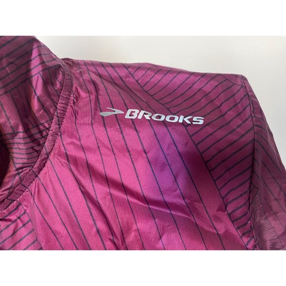 W's Med BROOKS Run Happy Burgundy Track Zip Lightweight/Wind Resist Jacket - Picture 5 of 11